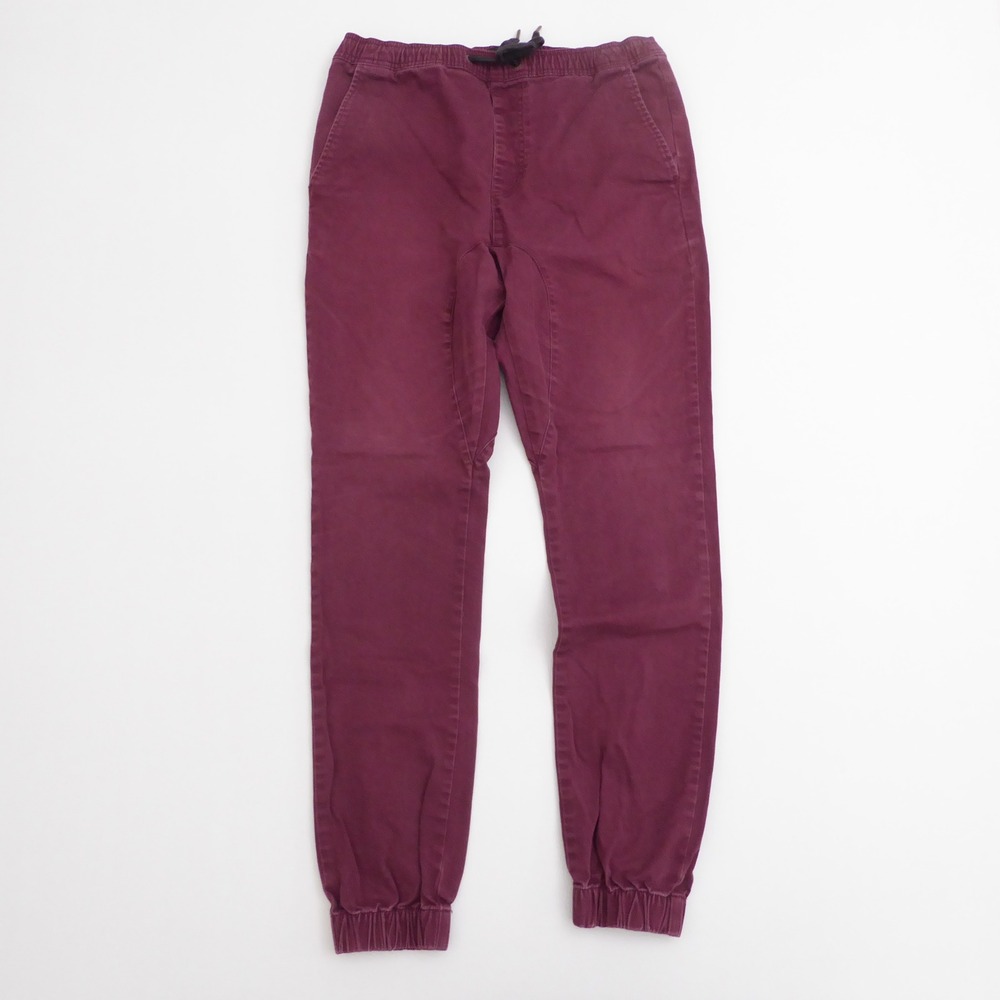 Zanerobe Mens Sureshot Jogger Pants Burgundy Red Elastic Waist 32